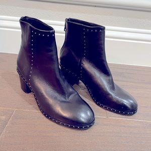 Rag & Bone Willow Black Leather Studded Accent Boots Size 37 - Used Without Box